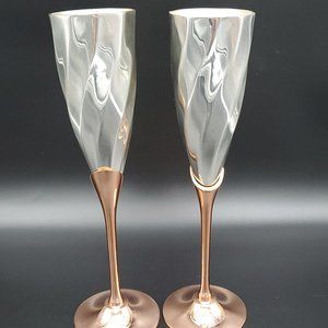 Episode Silver Plate And Copper Stemmed Champagne Flutes